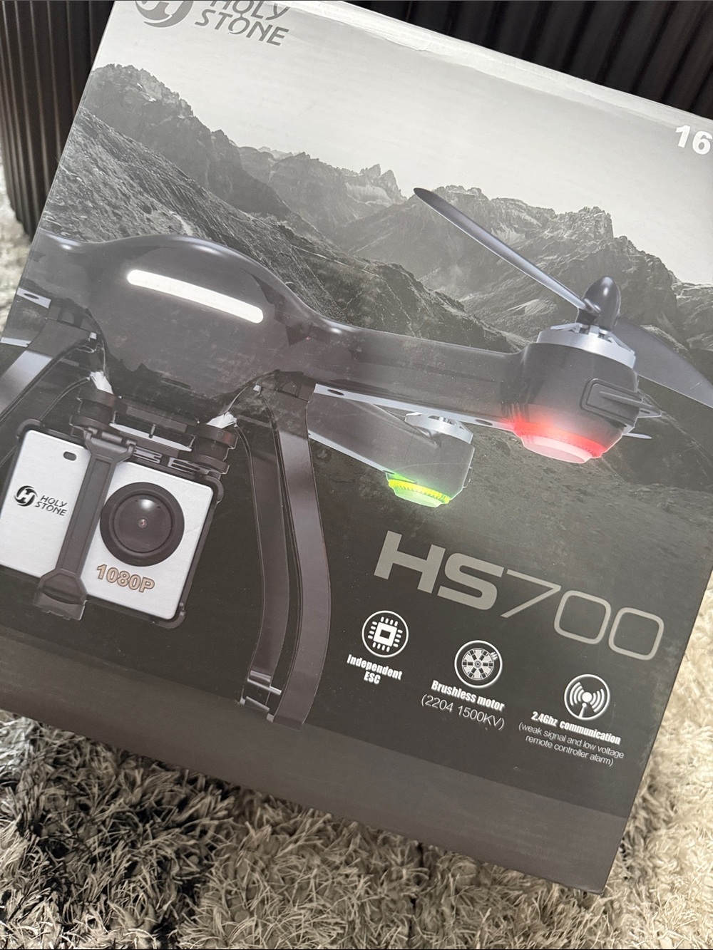 Holy Stone HS700 Drone in Black with Red & Green LED Accents